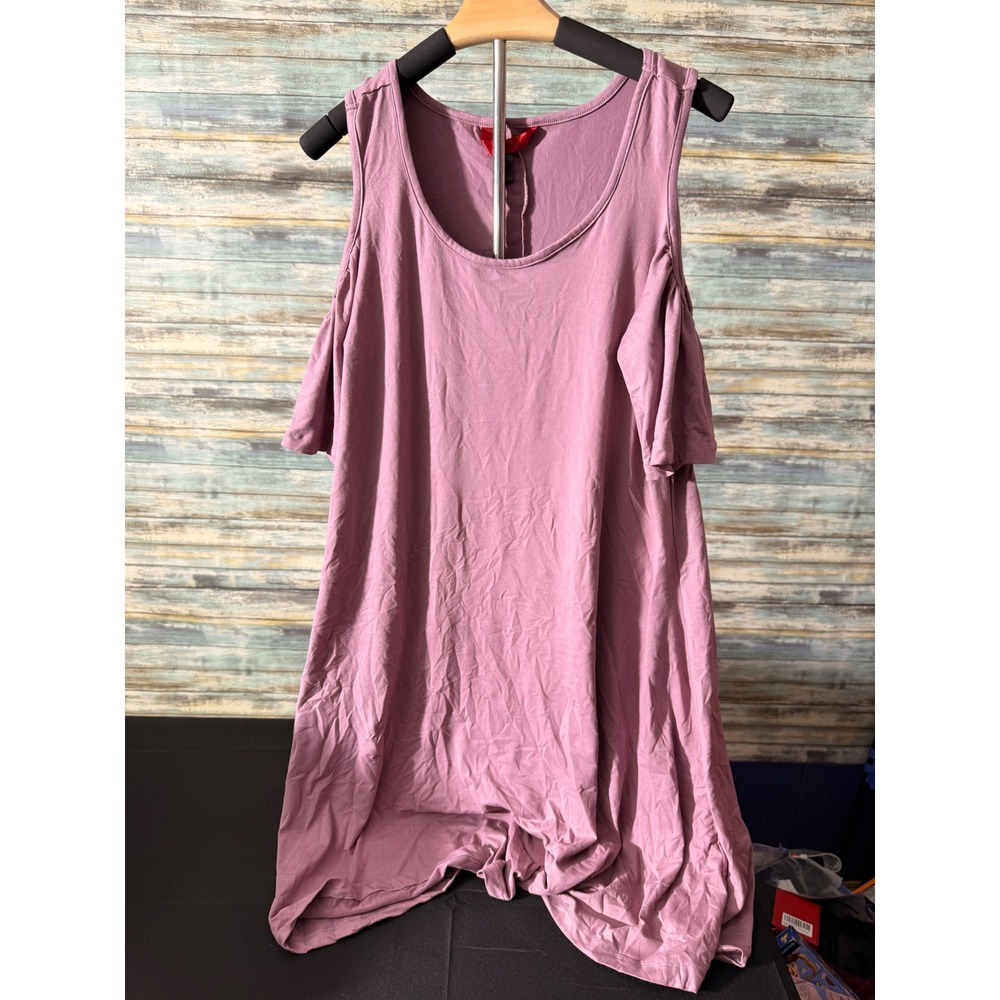 Cold Shoulder Tunic Top 1X Mauve Pink Excellent‎ Short Sleeve Scoop Neck